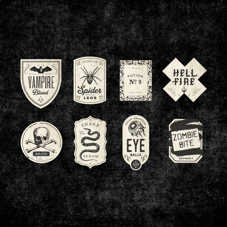 Apothecary Labels Halloween Printable Bottle Stickers - Etsy