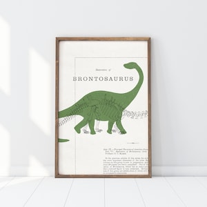 brontosaurus dinosaur art for kids room printable, paleontology print digital download, dinosaur poster, dinosaur nursery, science gift