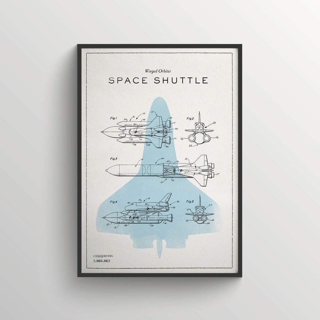 Space Shuttle Print, Spaceship Wall Art, Rocket Ship Art, Playroom Wall ...