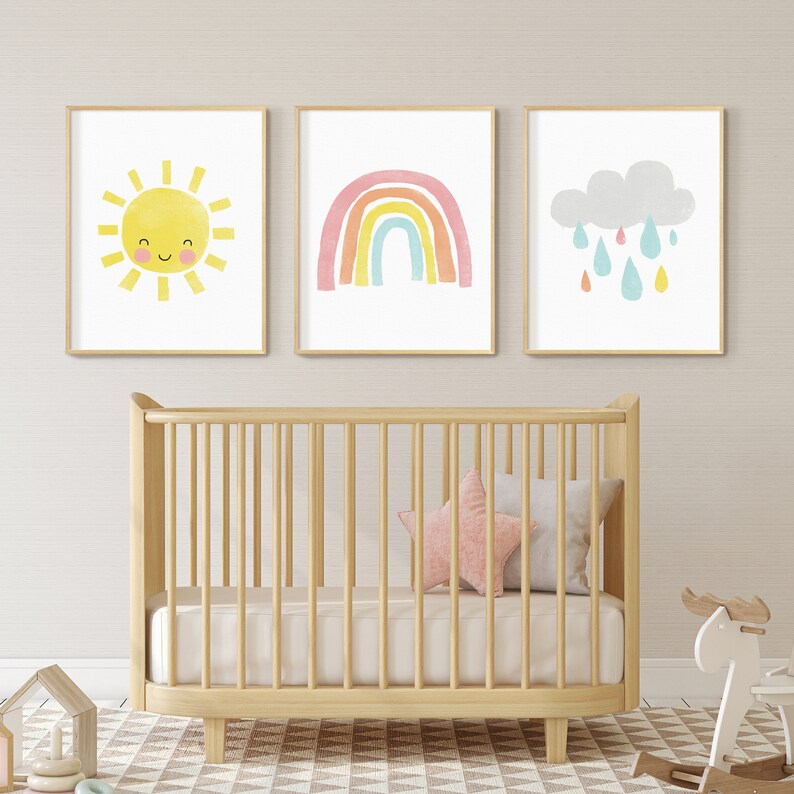 Sun Nursery Print Rainbow Wall Decor Nursery Print Etsy
