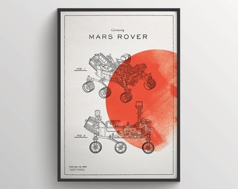 mars rover print, space poster, kid's room decor, printable digital download, wall art, patent print