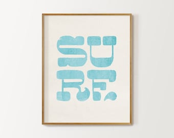 decoración de guardería de surf, póster de surf, descarga digital de surf, arte de pared imprimible, impresión de tabla de surf, habitación de niños con temática oceánica, regalo para surfista