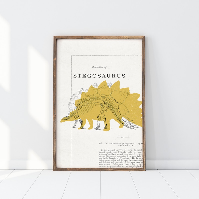 dinosaur print collection of four, dinosaur decor, t-rex wall art, digital download, kid's room decor image 6