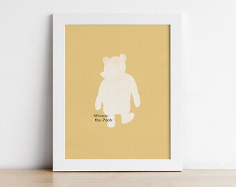 Classic Winnie the Pooh nursery prints, Winnie printable, Pooh bear, baby shower, Pooh birthday party, yellow nursery wall art