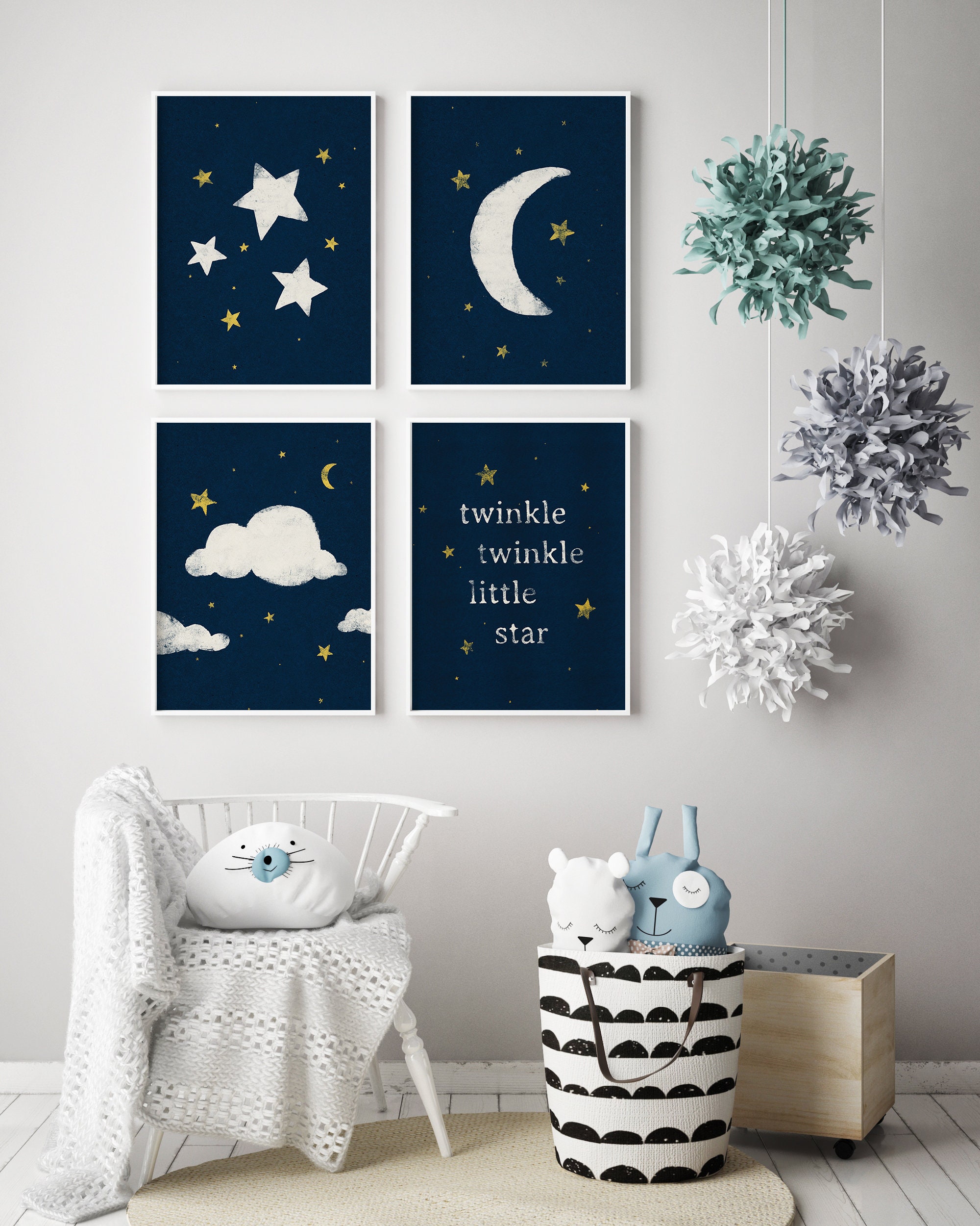 Twinkle Twinkle Little Star Nursery Prints, Series of 4, Digital ...
