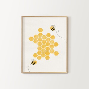 honeycomb bee print, nursery decor, bee poster, bee nursery theme, printable digital download