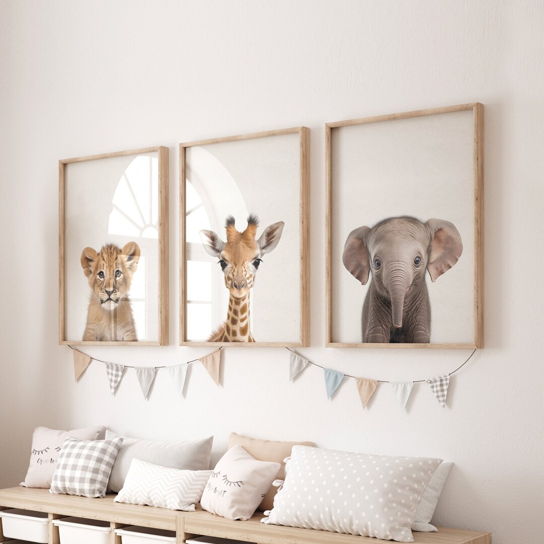 Safari Nursery Print, Safari Nursery Decor, Set of 3 Printable Safari