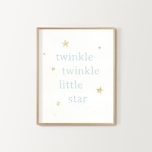 white twinkle twinkle little star nursery print, digital download, kid&#39;s room decor, moon and stars wall art, gender neutral nursery