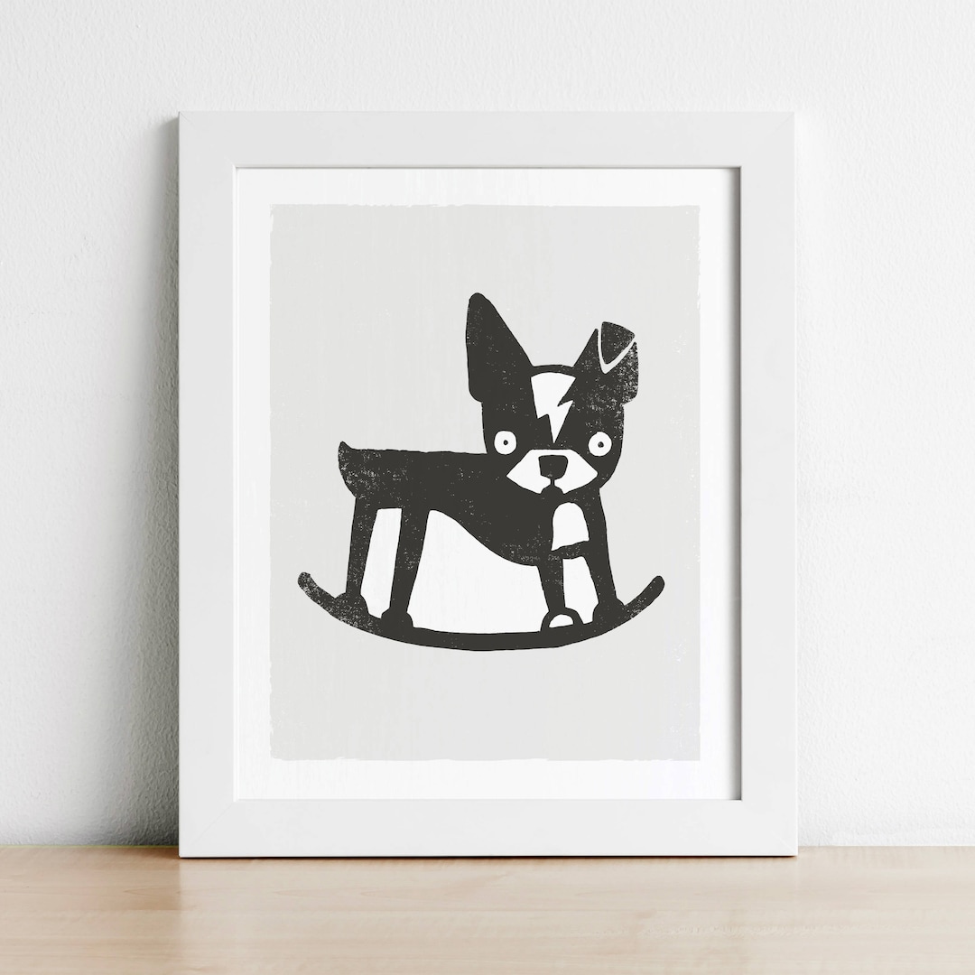 Boston Terrier Print, Nursery Decor, Printable Digital Download, Dog ...
