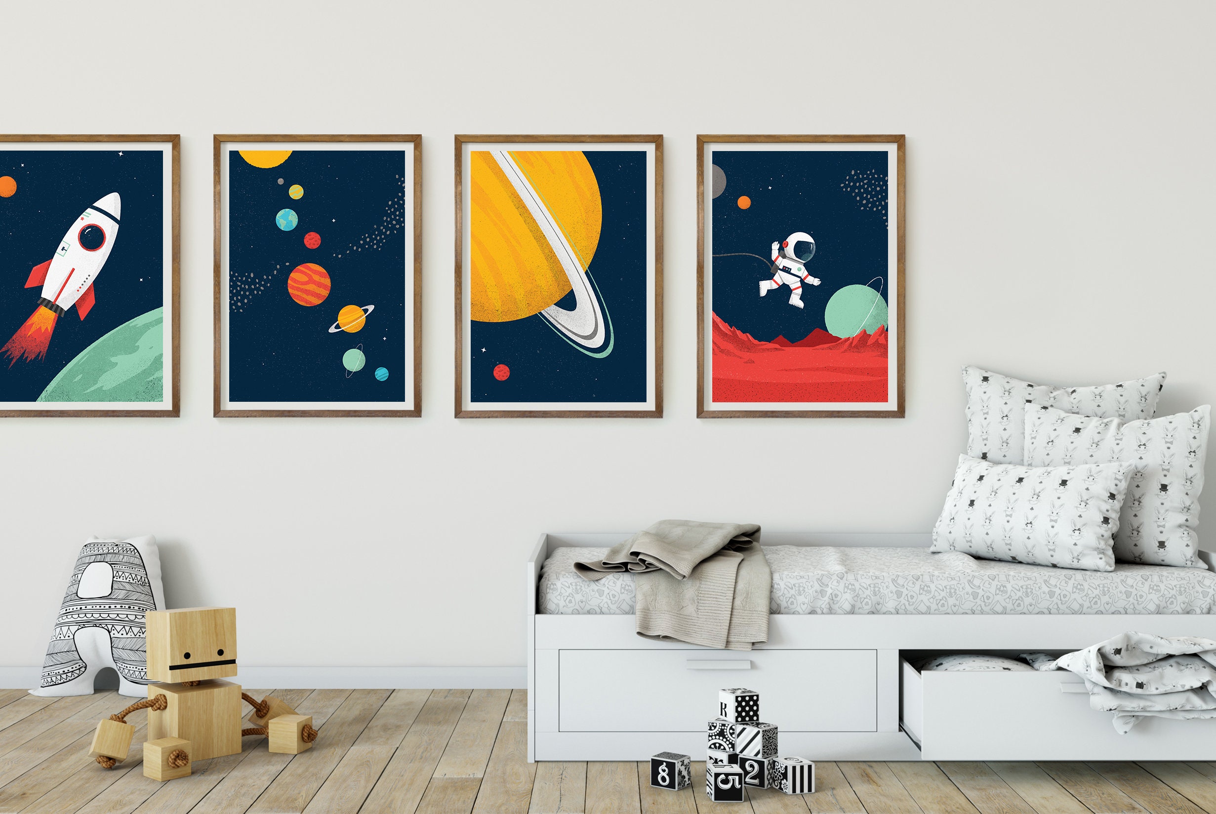 Spaceship Art Print for Kids, Space Themed Decor, Printable Digital ...