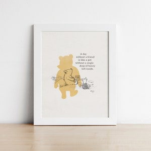 Classic Winnie the Pooh nursery prints, Pooh printable quote, Piglet and Pooh bear, baby shower, Pooh birthday party, nursery wall art