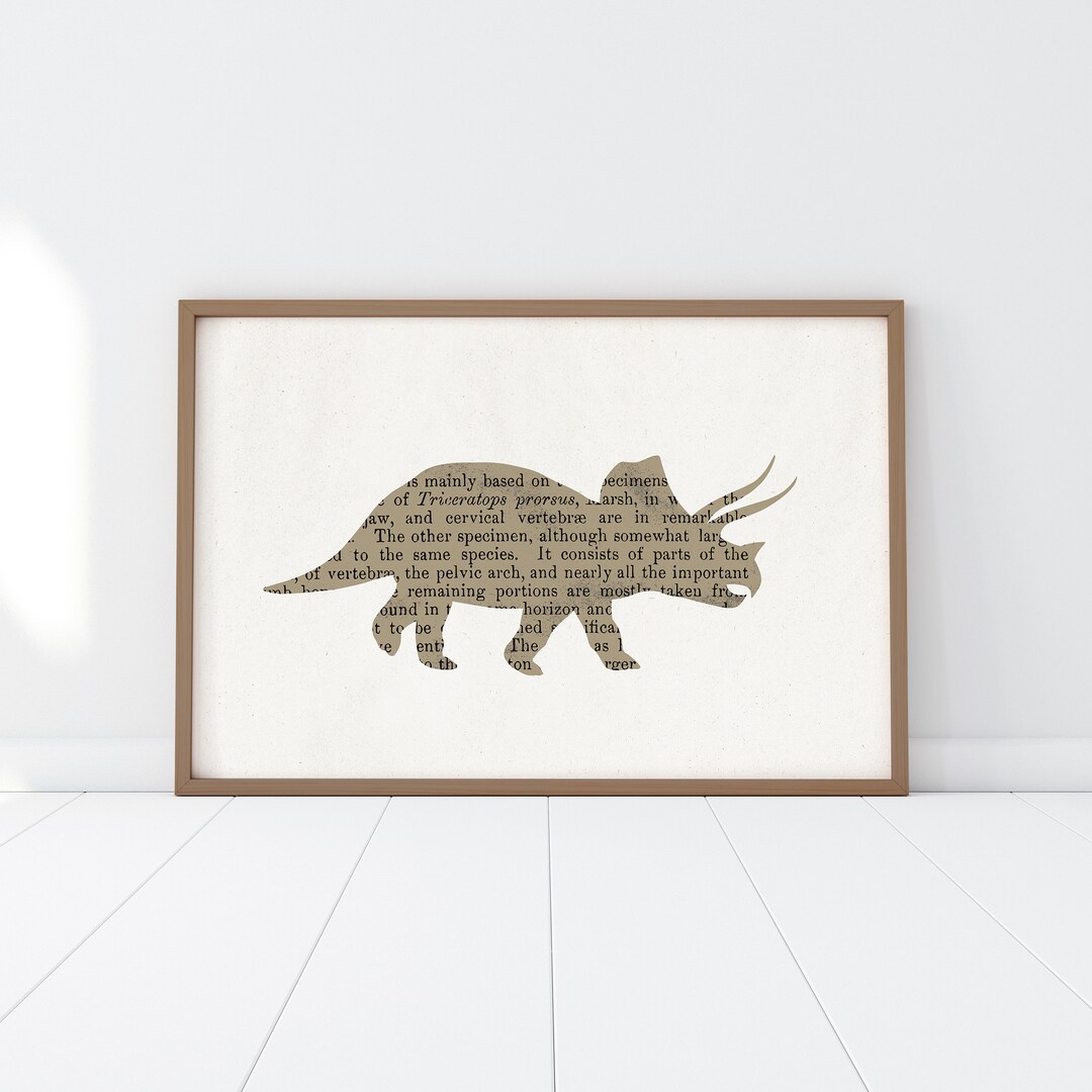 Triceratops Dinosaur Art for Kids Room Printable, Paleontology Print ...