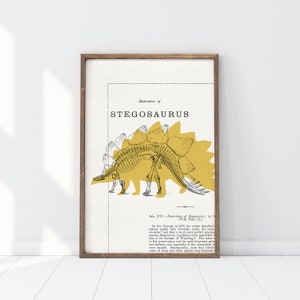 stegosaurus dinosaur art for kids room printable, paleontology print digital download, dinosaur poster, dinosaur nursery, trex, science gift