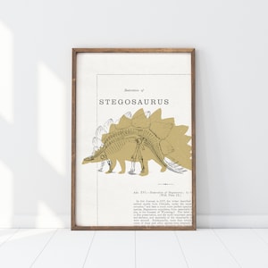 stegosaurus dinosaur art for kids room printable, paleontology print digital download, dinosaur poster, dinosaur nursery, science gift