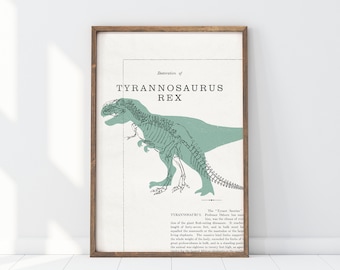t-rex print, dinosaur print, tyrannosaurus, nursery print, kid&#39;s room decor, printable digital download, dinosaur wall art