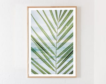 beach palm print, home decor, printable digital download, wall art, nature print, summer print, beach print, palm tree, palm leaf, ocean