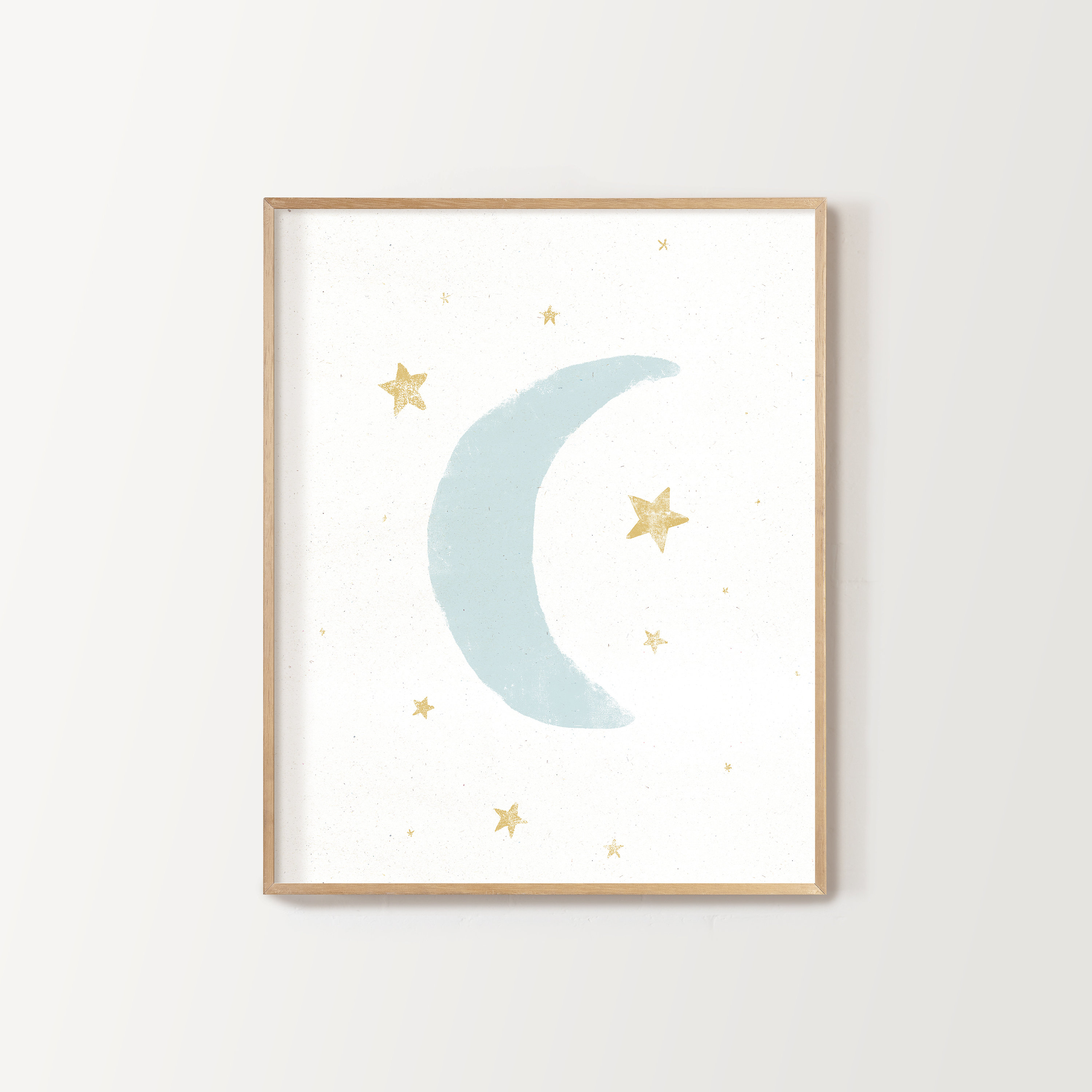 white moon and stars nursery print, digital download, kid's room decor, twinkle twinkle little star wall art, gender neutral nursery poster