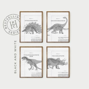 dinosaur wall art printable set of 4, stegosaurus print digital download, dinosaur gifts for kids playroom decor, dinosaur nursery prints