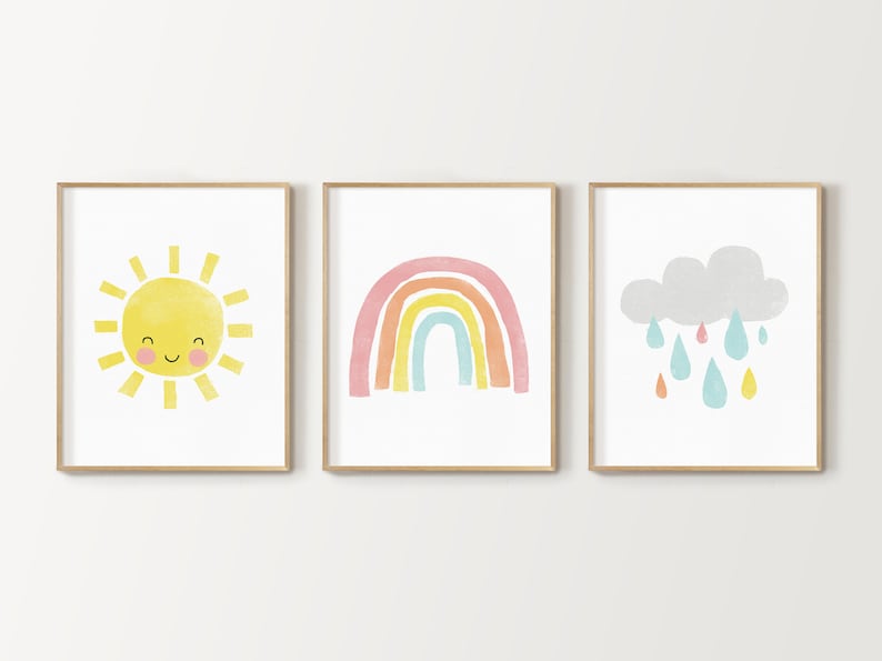 Sun Nursery Print Rainbow Wall Decor Nursery Print Etsy
