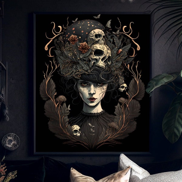 Witchy Wandkunst PRINTABLE Gothic Decor Grunge Fairycore Dark Cottagecore Witchy Goth Girl Gift | Digitaler Download JPEG