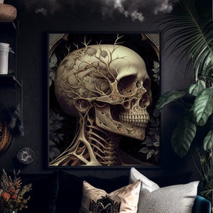 Goth Skull Wall Art | Weirdcore Room Decor | Victorian Gothic Artwork | Macabre Decor | Memento Mori | Dark Academia Print | Witchy Stuff