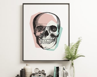 Gothic Wall Decor | Skull Wall Art | Skull Decor | Pastel Goth Art | Gothic Glam Decor | Macabre Art | Memento Mori | Grunge Room Decor