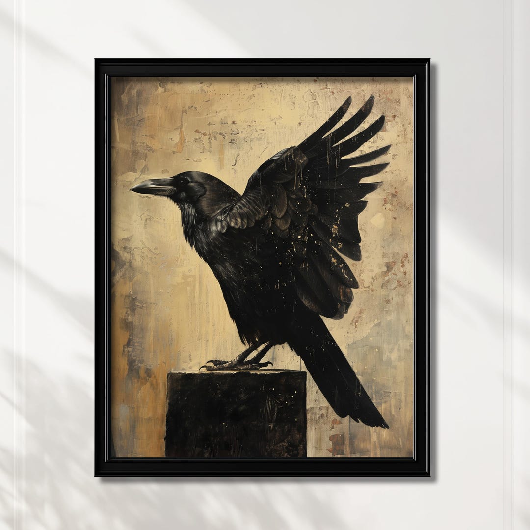 Moody Raven Wall Art Gothic Crow Art Print Dark Aesthetic Poster Dark ...