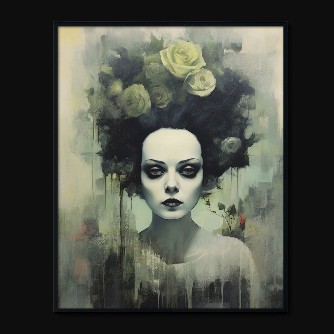 Bride of Frankenstein Wall Art Fairy Grunge Decor Floral Whimsigoth