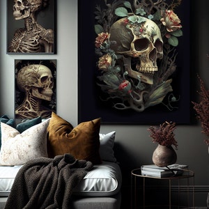 Picture of Macabre Decor | PRINTABLE 3 Piece Wall Art | Weirdcore Skull Prints ...