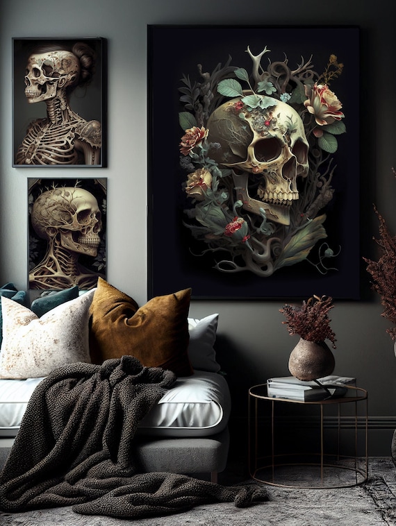 Macabre Decor PRINTABLE 3 Piece Wall Art Weirdcore Skull Prints