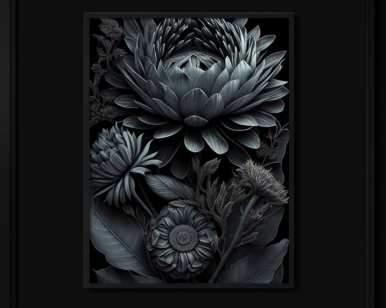 Rustikale Holzrahmen Wandkunst – Blumen-Druck Auf Naturholz, 61x91 Cm, Für Wohnzimmer & Küche