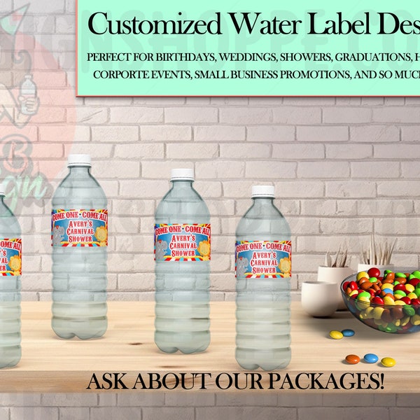 Digital Water Bottle, Juice Pouch or Wine Party Favor Custom Labels - Digital Download Favor