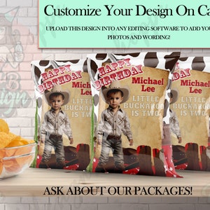 Cowboy Red Western Canva Editable Digital Chip Bags - Digital Download