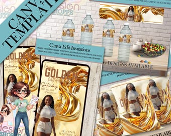 24k Gold Canva Templates Digital Bundle - Digital Download