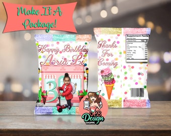 Digital Ice Cream Shoppe Birthday Chip Favor Bag