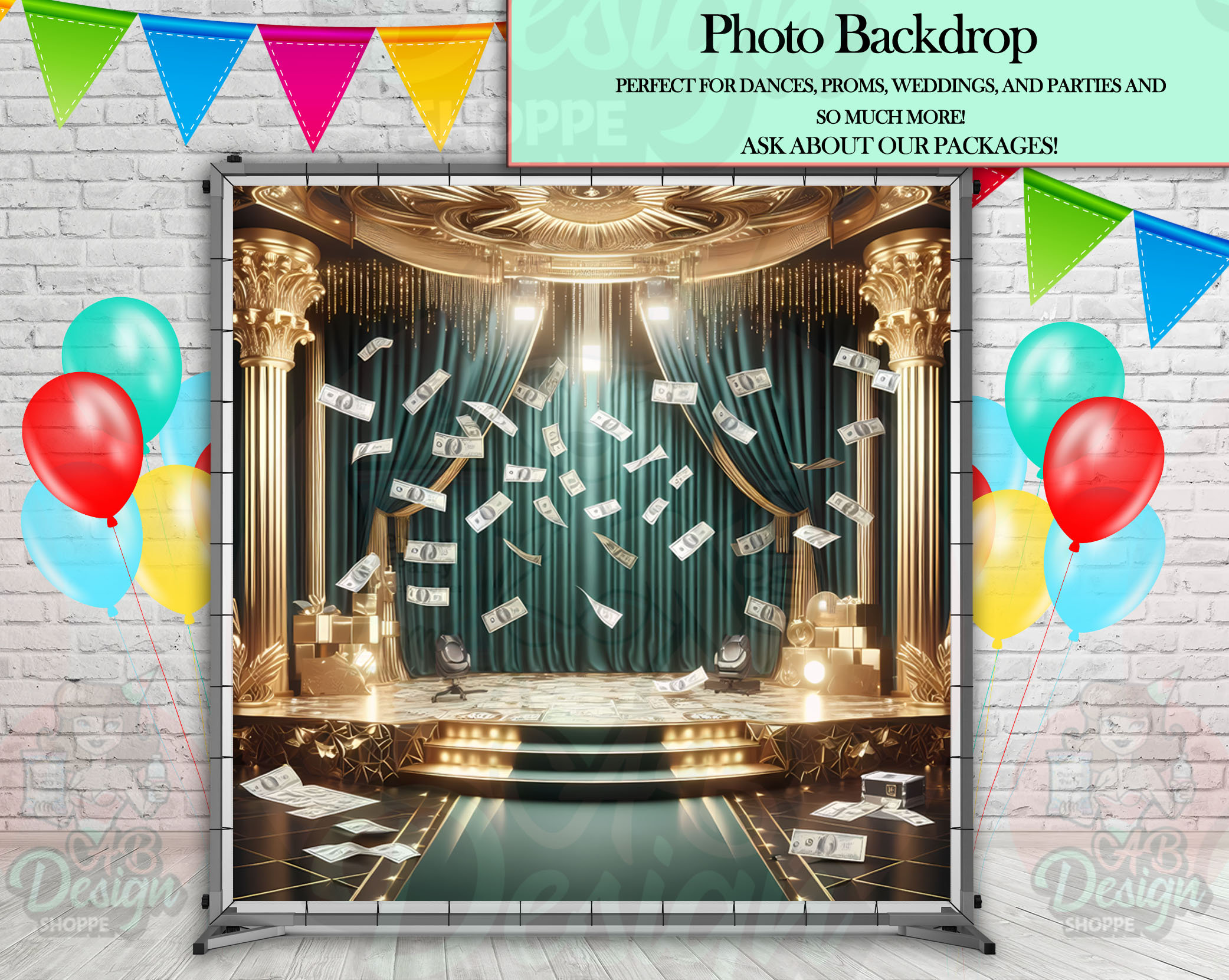 Green and Gold Money Photo Backdrop- Digital Download Bundle - Etsy