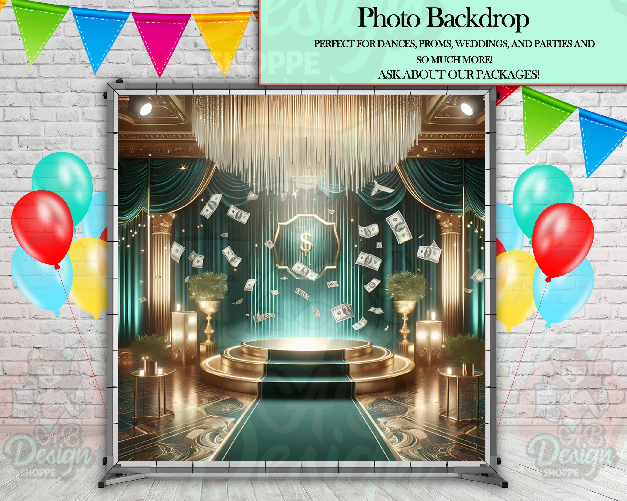 Green and Gold Money Photo Backdrop- Digital Download Bundle - Etsy