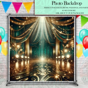 Fondo fotográfico elegante verde y dorado: paquete de descarga digital