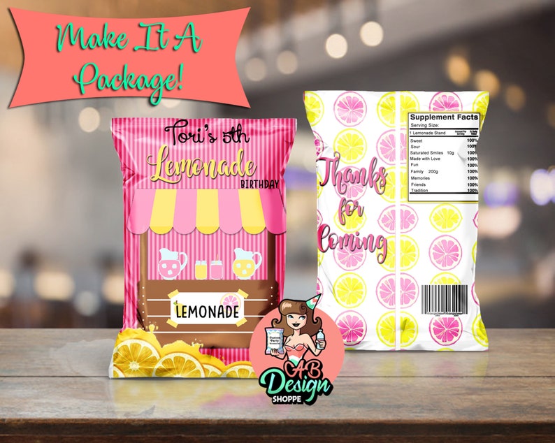 Printable Lemonade Party Chip Bag Digital DownloadParty Favor