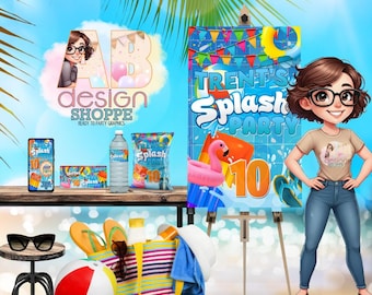 Custom Digital Party Design Bundle | Custom Invitation, Sign & Favors