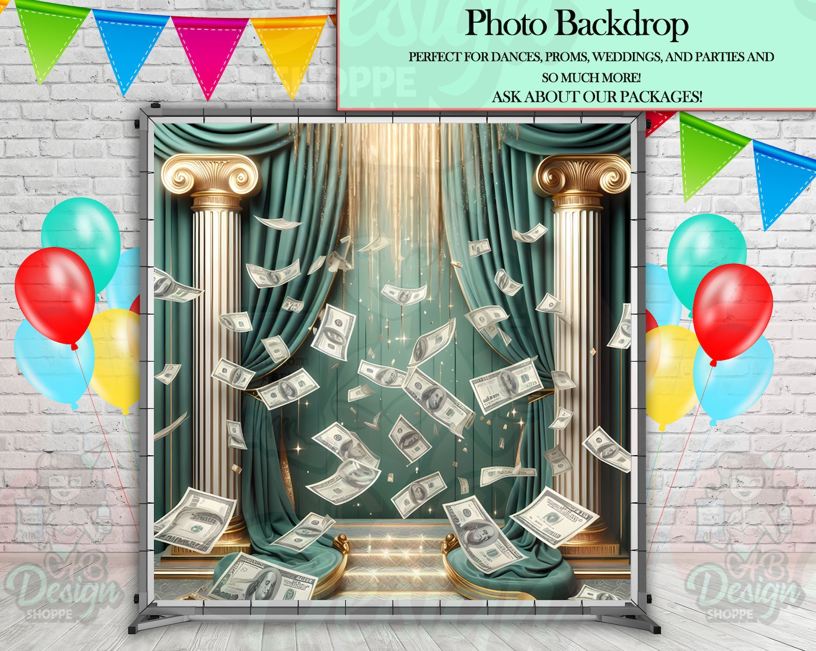 Green and Gold Money Photo Backdrop- Digital Download Bundle - Etsy