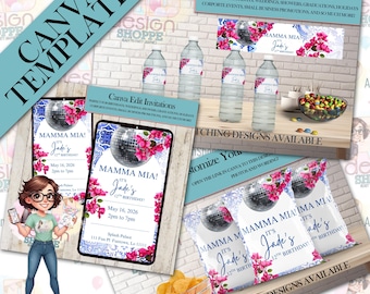 Mamma Mia Inspired Canva Templates Digital Bundle - Digital Download