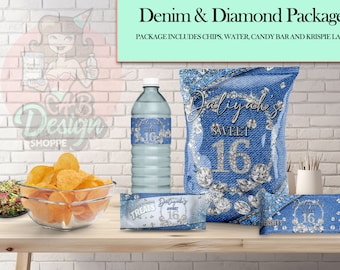 Digital Custom Denim and Diamonds Party Package/Digital Party Favors