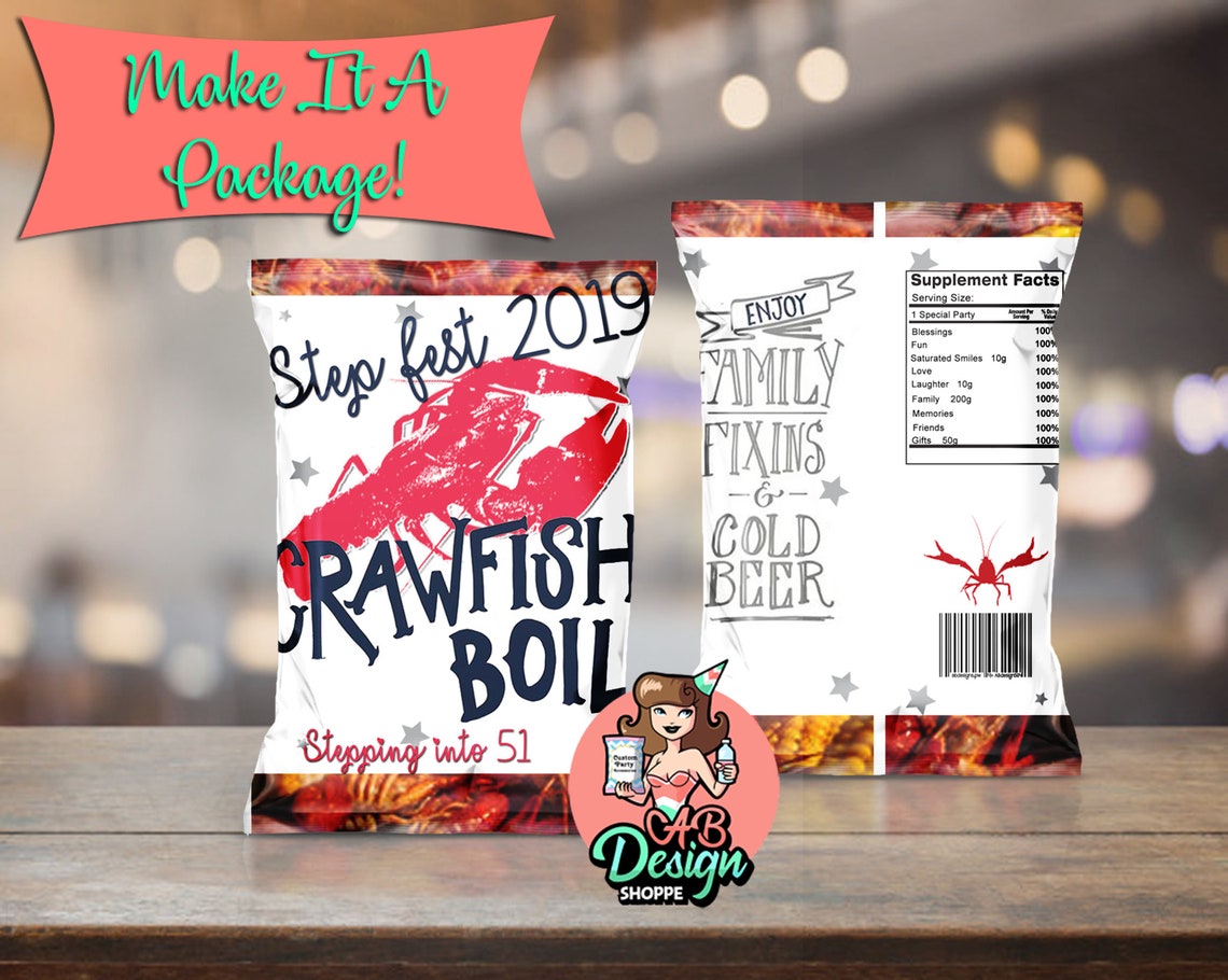 Digital Crawfish Boil Party Chip Favor Bag/louisiana Etsy