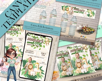 Safari Baby Canva Vorlagen Digital Bundle - Digitaler Download