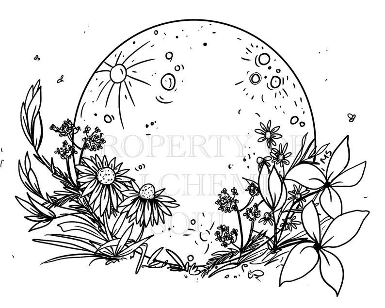 Floral Moon Adult Coloring Page - Il 794xN.2276977037 9bbk 