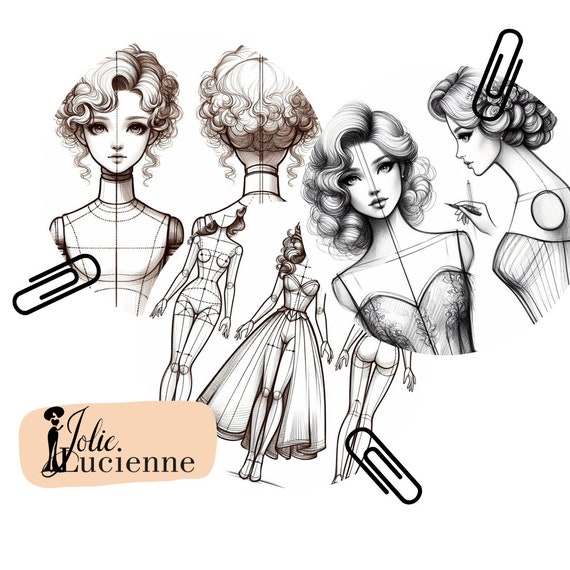 Fashion Template Set Female Silhouettes and Female Clothing Sketches Unique Design Illustrations in PDF Stylish Creative Fashion Sketches