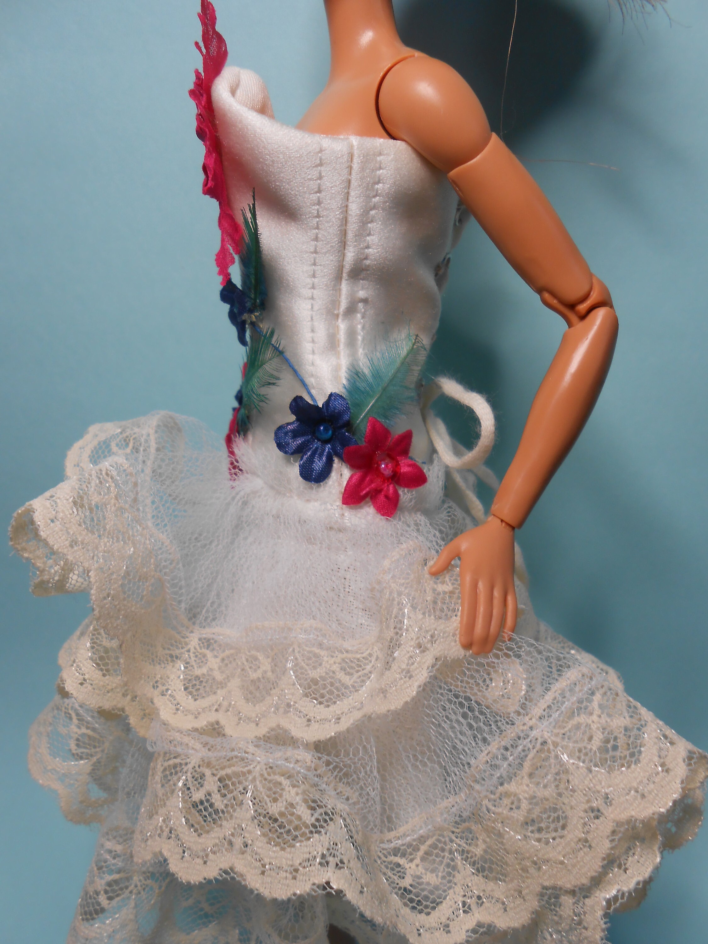 Dress Barbie Corset , Strapless Dress for Barbie , Ivory Dress