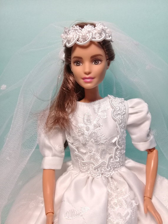 Barbie Size Embroidered Wedding Dress, Personalized Barbie Bride, White  Bridal Dress for Doll, Barbie Wedding, Barbie Ornament. -  Australia