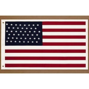 Individuell gestaltete amerikanische Flagge mit 46 Sternen, erhältlich als brandneue oder teefarbene, genähte Baumwoll-Wimpelkette mit doppelt applizierten Sternen, historische Reproduktion, 3x5